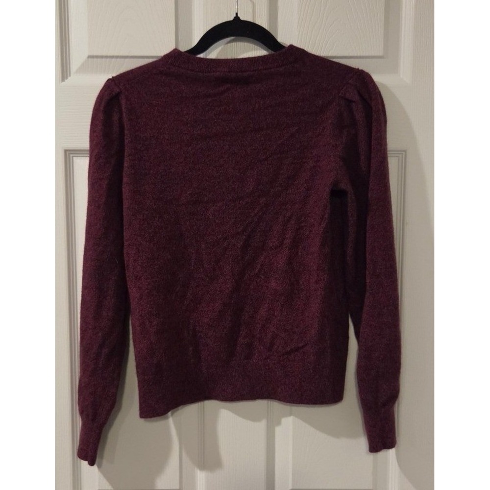 Lands' End 100% Cashmere Puff Sleeve Sweater XS Burgundy Heather Italian Yarn - Picture 6 of 6